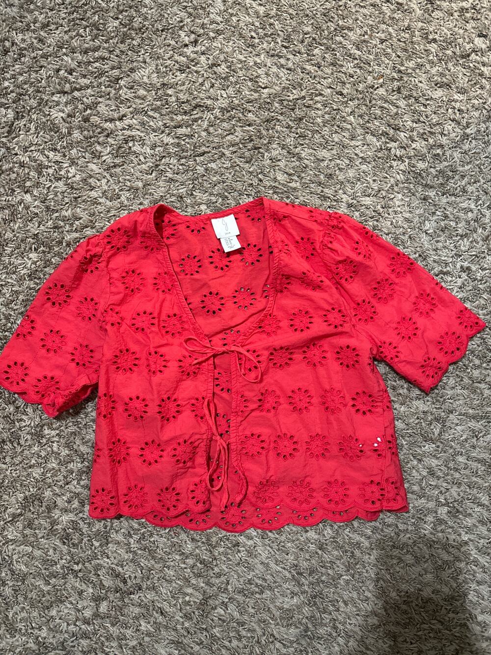 Joie Eyelet Bow Tie Blouse M